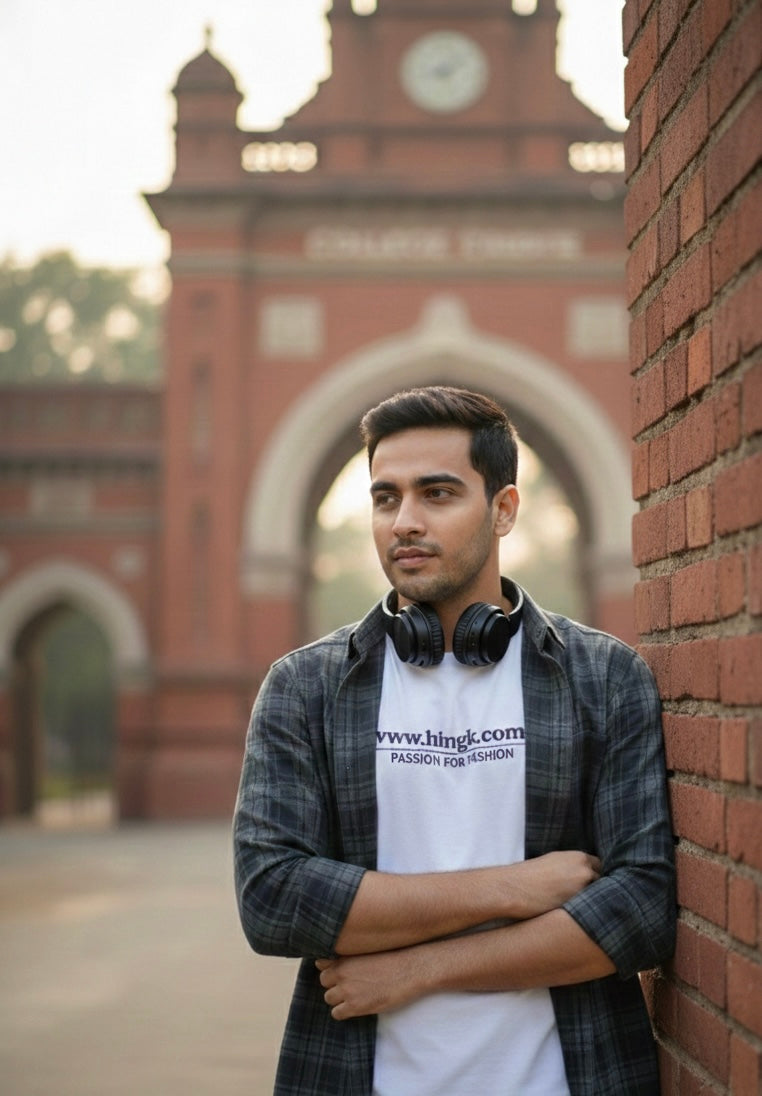 Premium Grey Checkered Slim-Fit Cotton Shirt for Men – The "Urban Classic" Edition