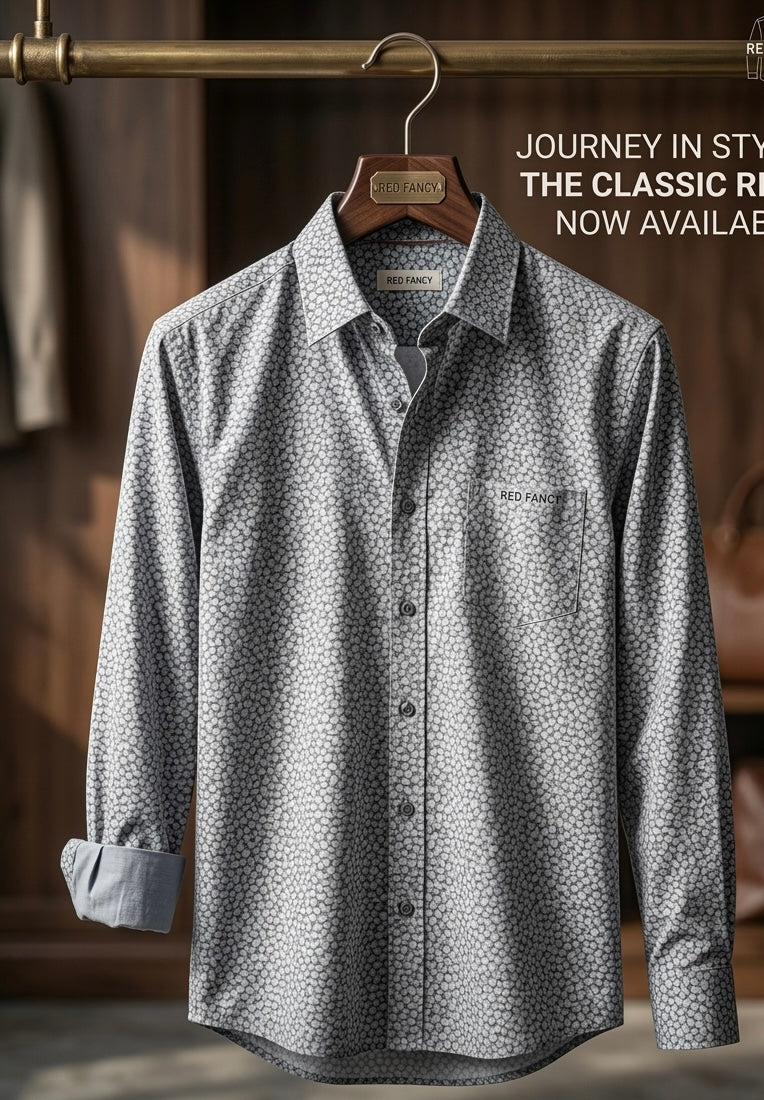 The Royal Heritage | Premium Cotton Midnight Geometric Print Shirt